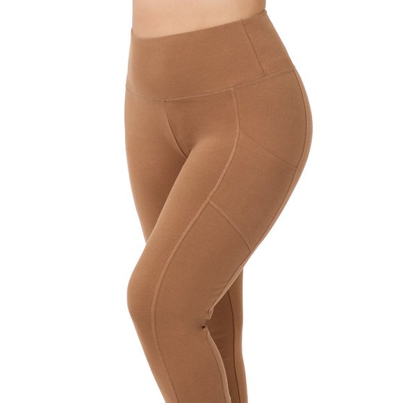 BETTER COTTON WIDE WAISTBAND FULL LENGTH LEGGINGS WITH POCKETS - Picture 2 of 4